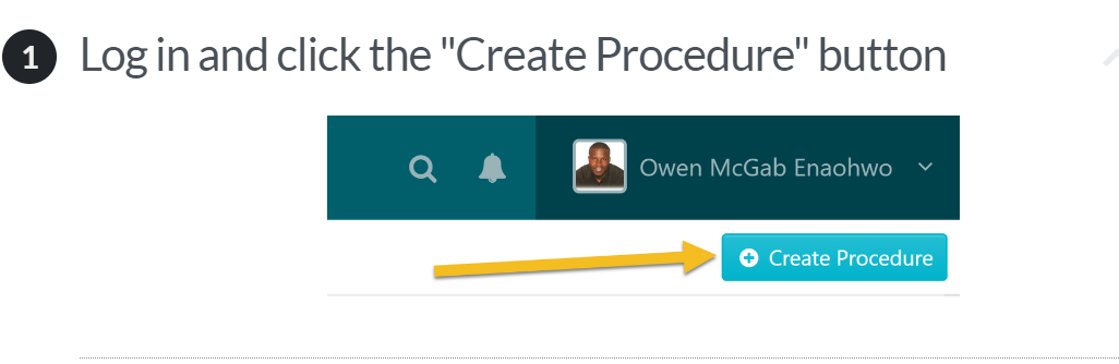 Create Procedure button