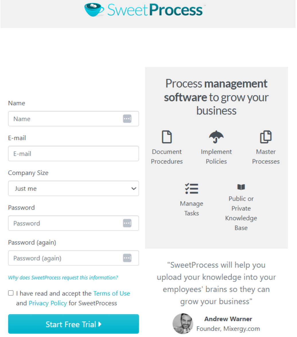 simple sign-up form