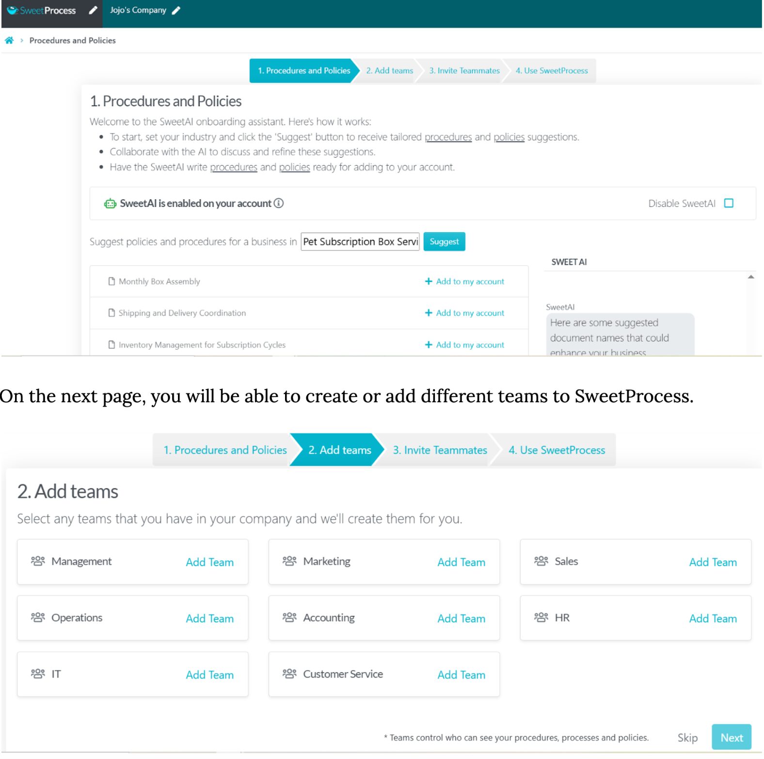 onboarding page