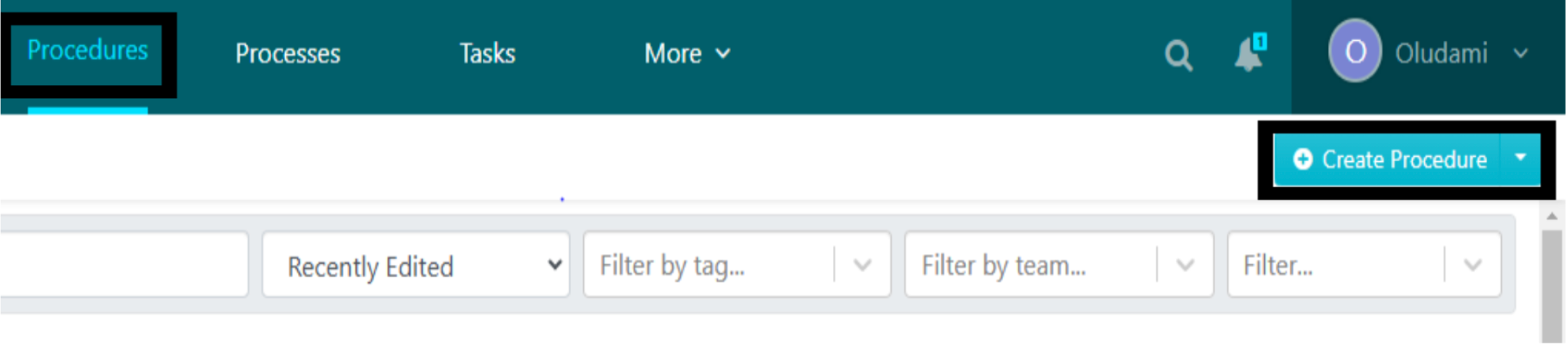 Click “Create Procedure” at the top-right corner of the page