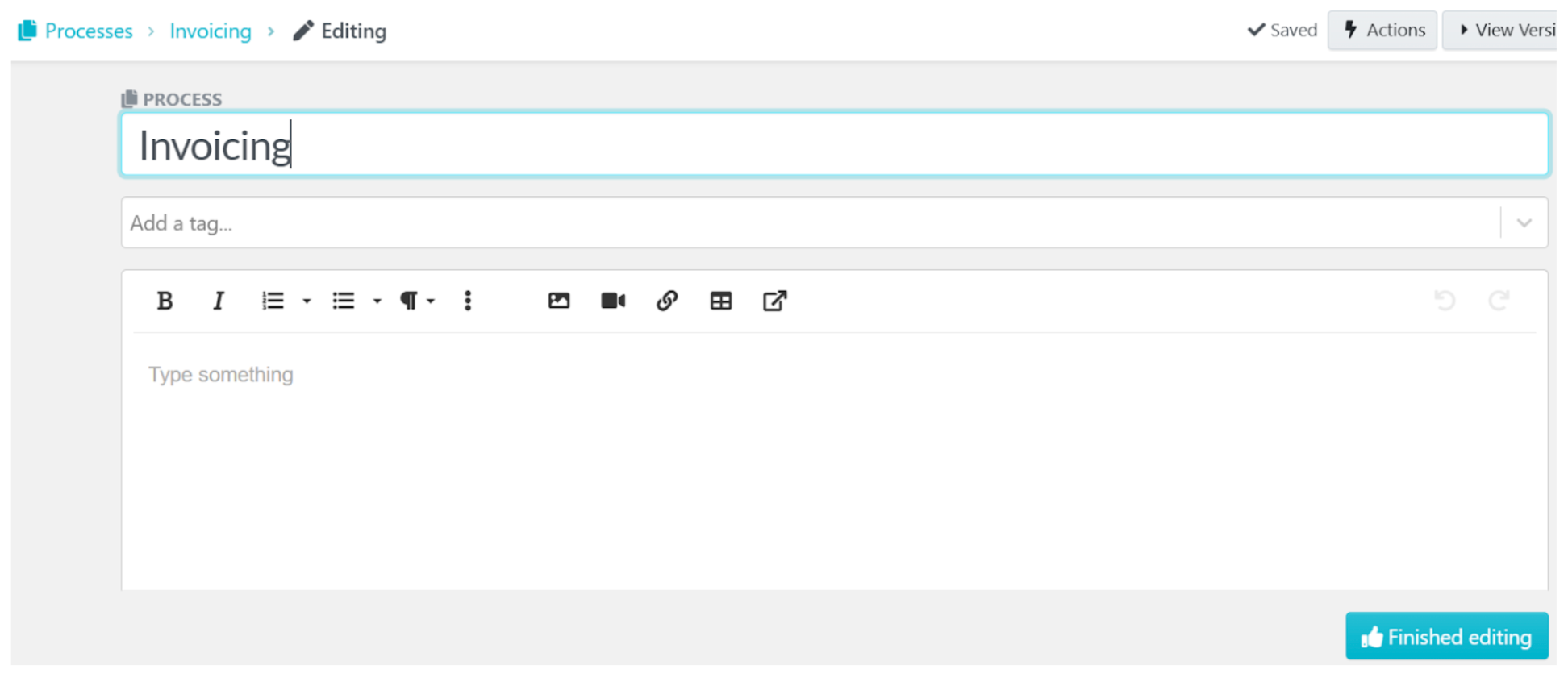click on the process title to edit it and format the description to your preference