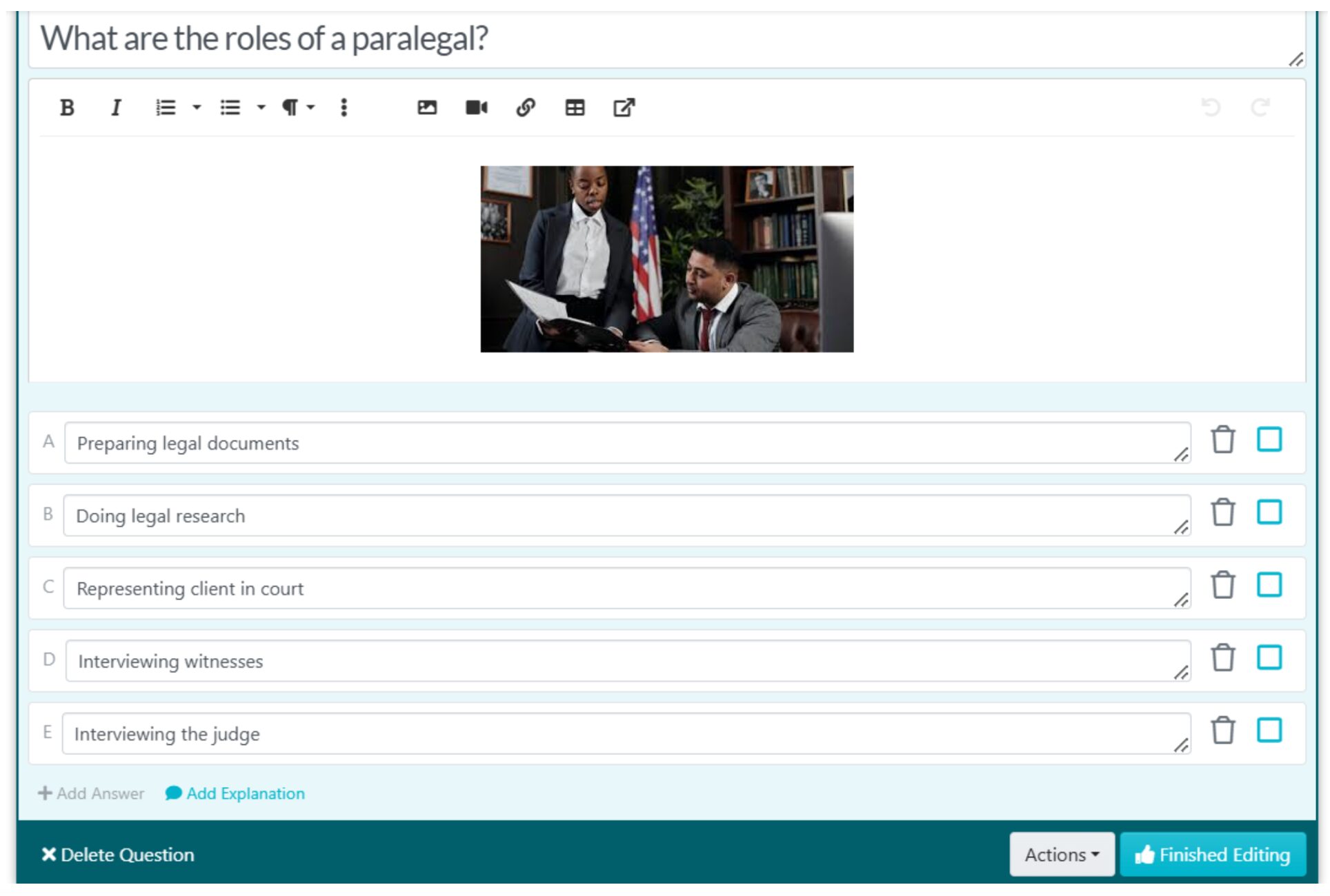 You’ll be able to add extra words, links, and images to your question and more answers by clicking “Add Answer.”