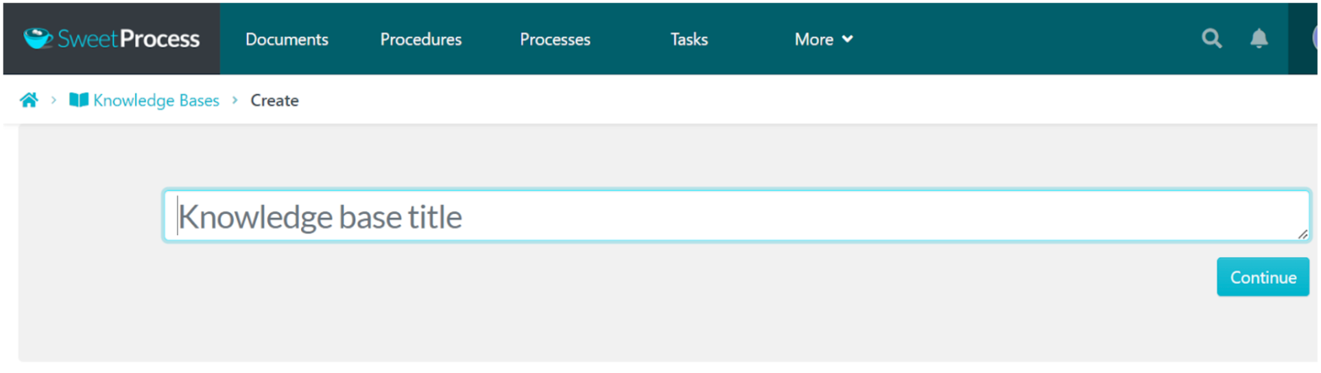 3. Enter your knowledge base title and click on “Continue.”