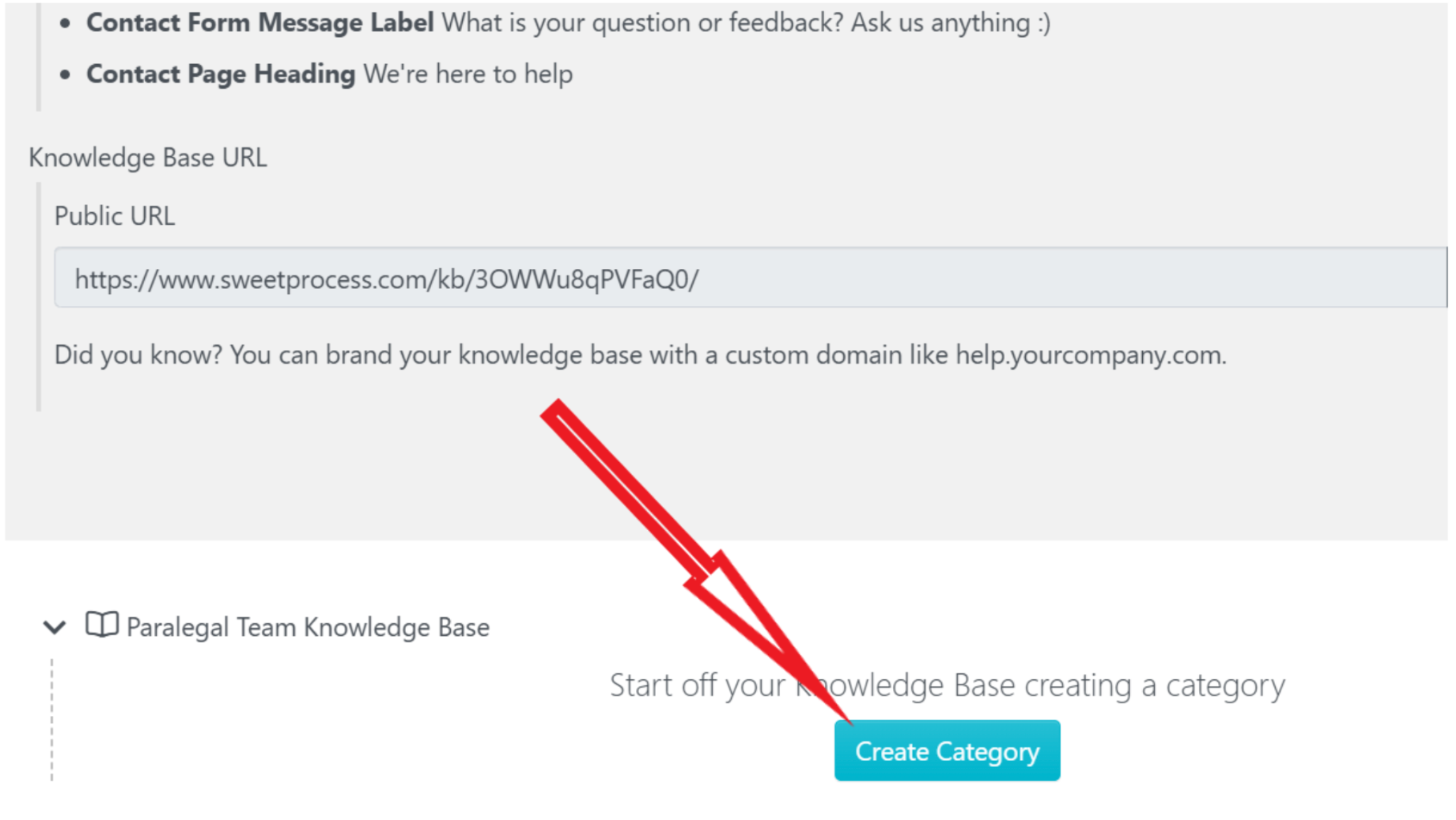 5. Next, create a category for your knowledge base. You’ll see the “Create Category” button at the bottom of the page.