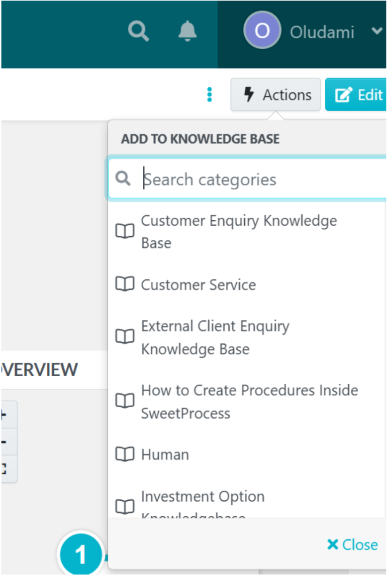 A list of your existing knowledge bases will pop up