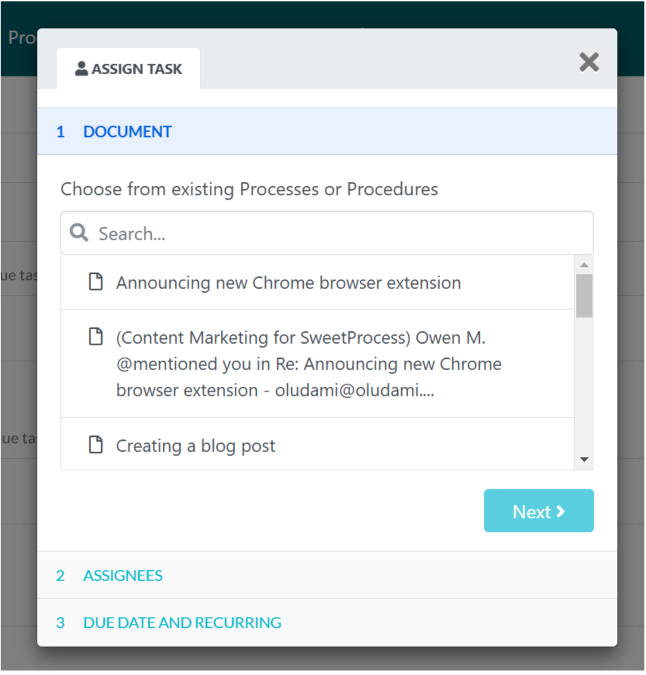 A box will pop up on your screen to set up and assign tasks.