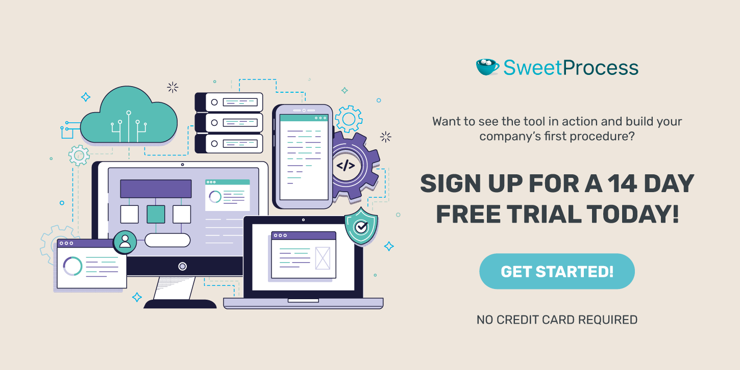 Sign up for a 14 day free trial of SweetProcess