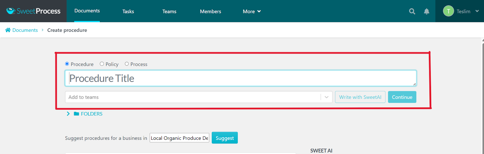 select document type you want to create and give it a title