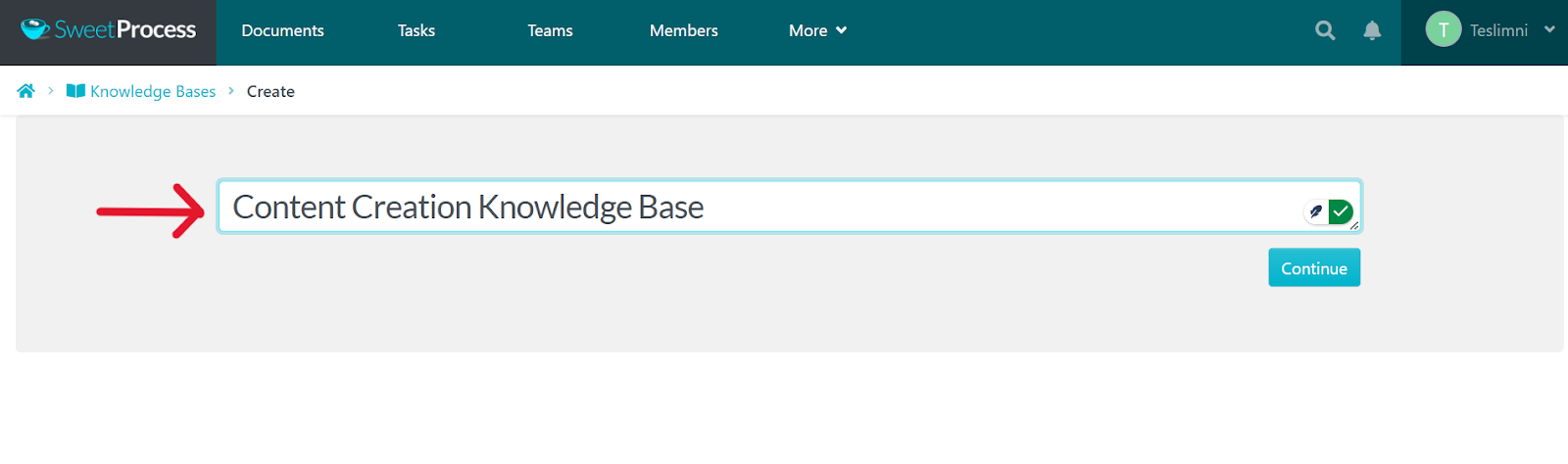 Give your Knowledge base a title and click continue
