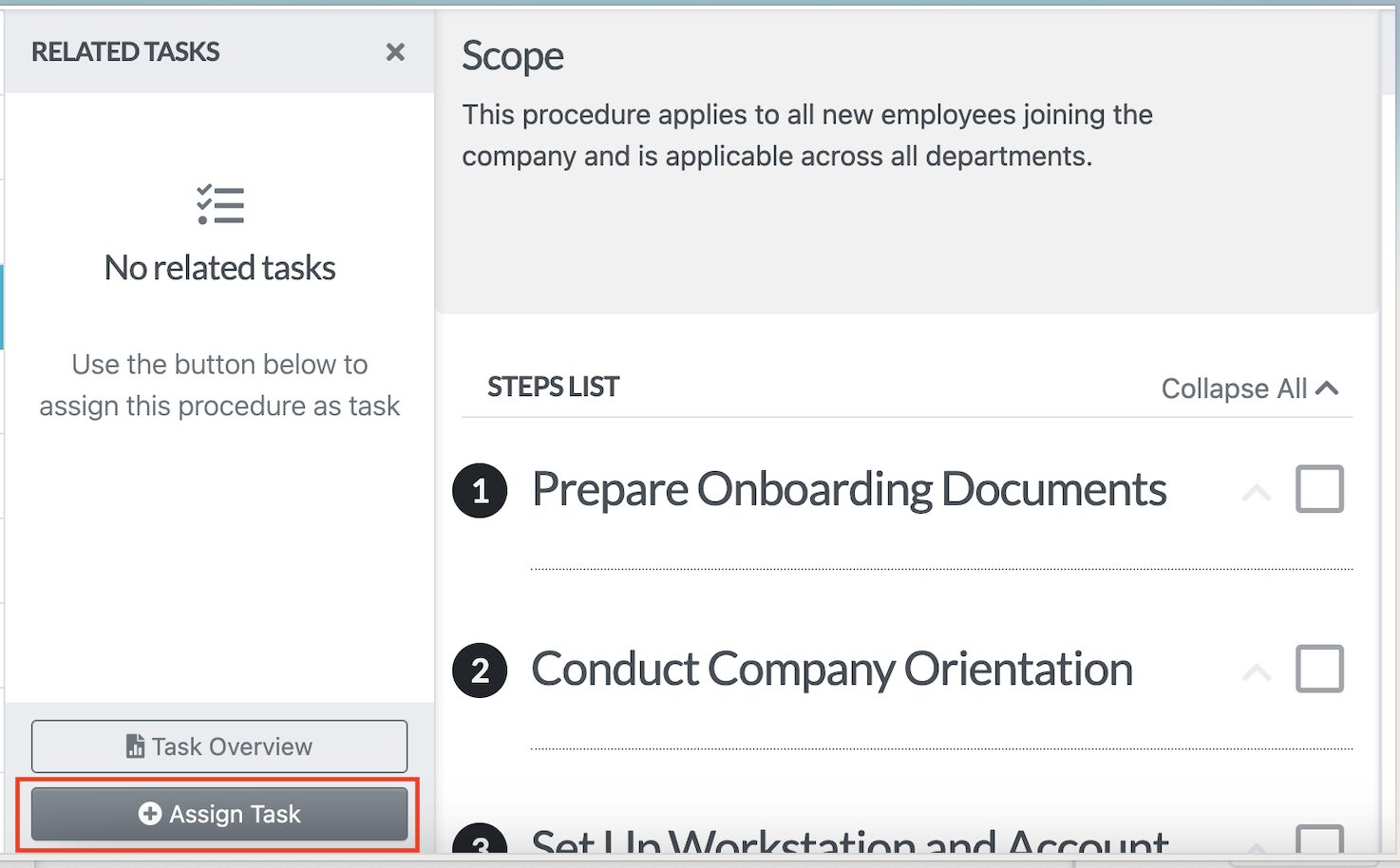 Select "Assign Task" to select the team members