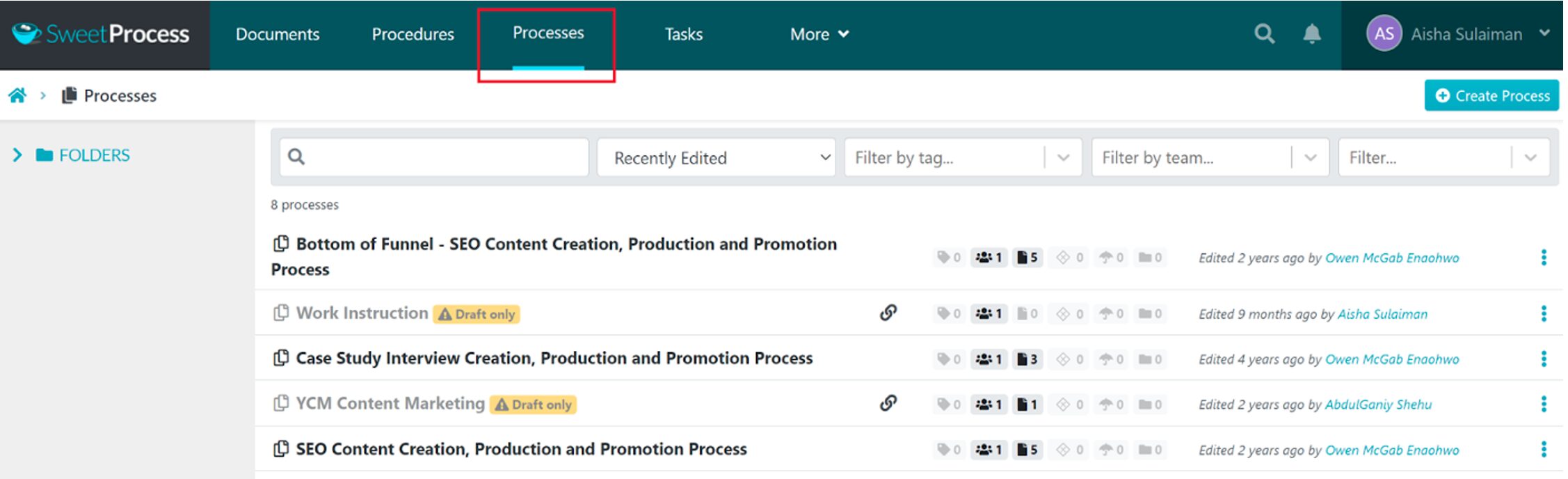 List of Processes
