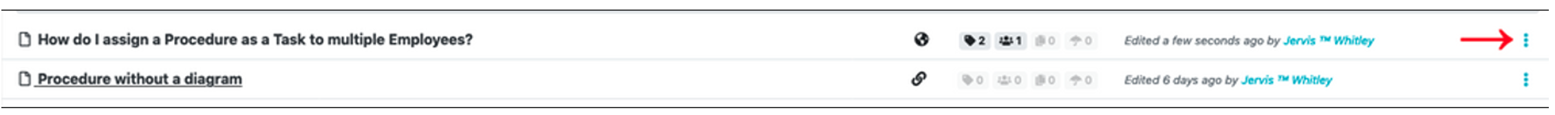 Click the three dots to the right of the procedure to be assigned