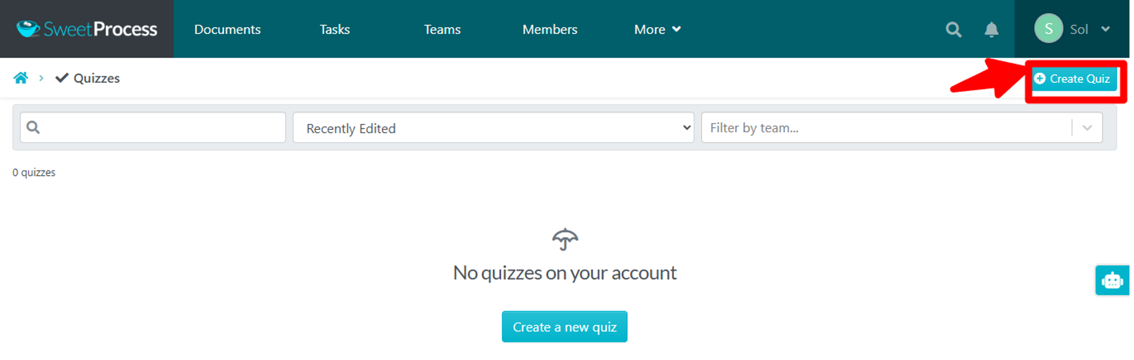 Click the "Create Quiz" button