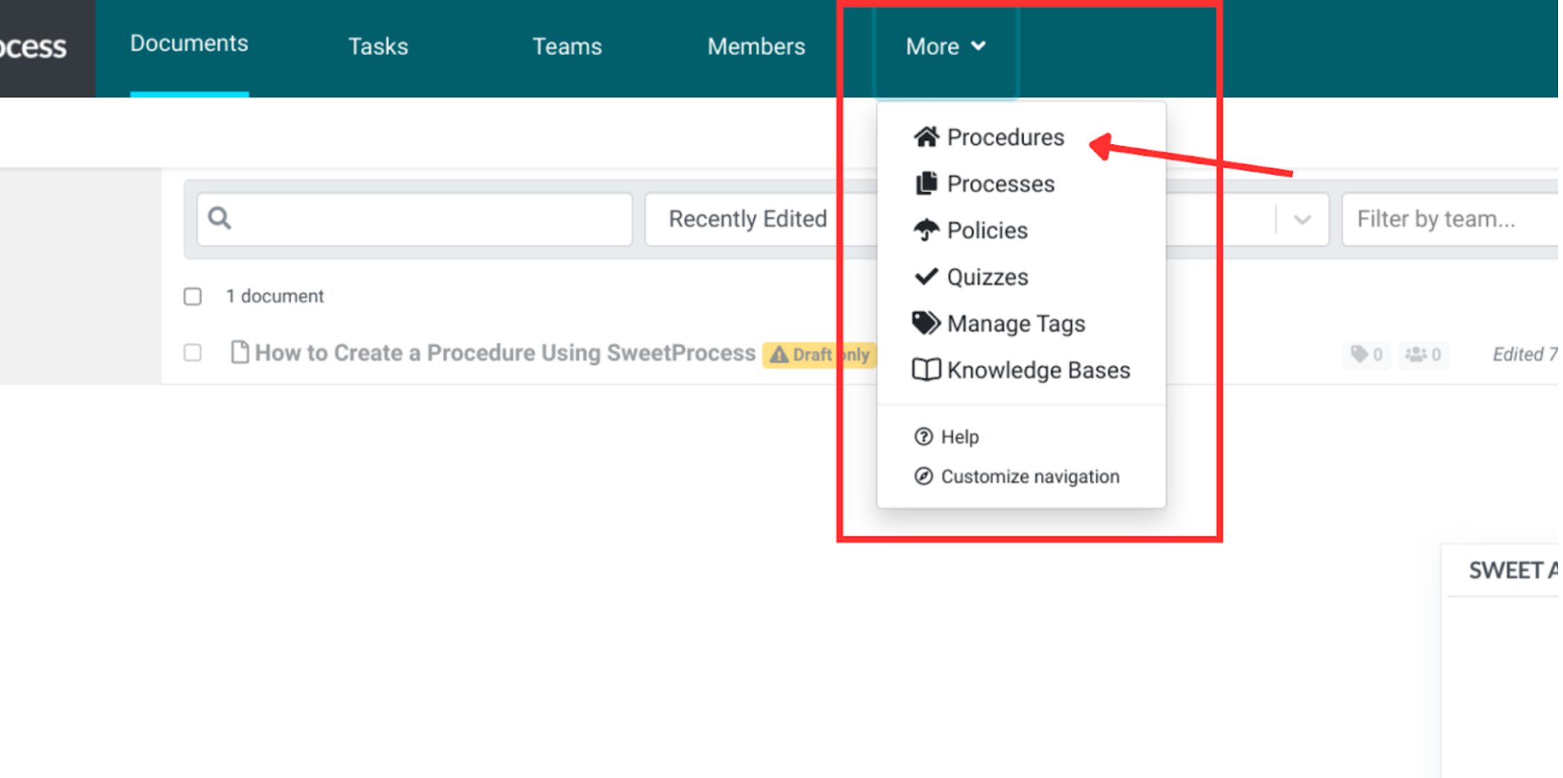 Click "Procedures"