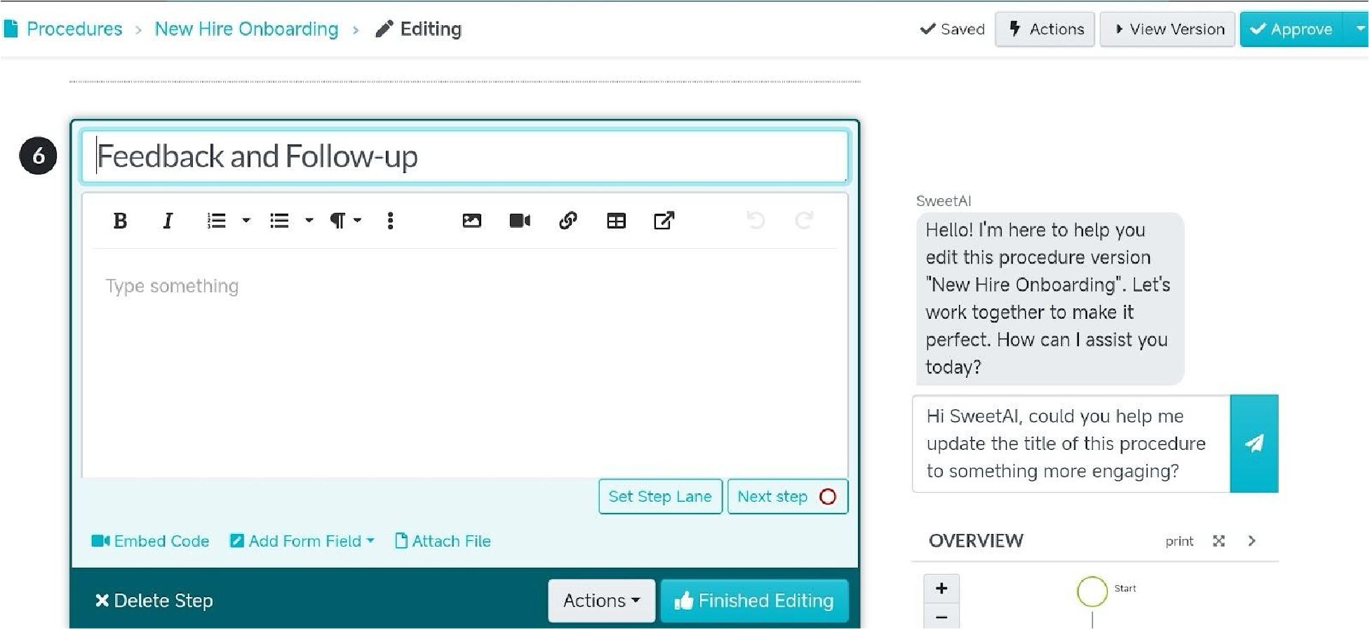 Rearrange, duplicate, or delete steps using the three-dot menu next to each one.