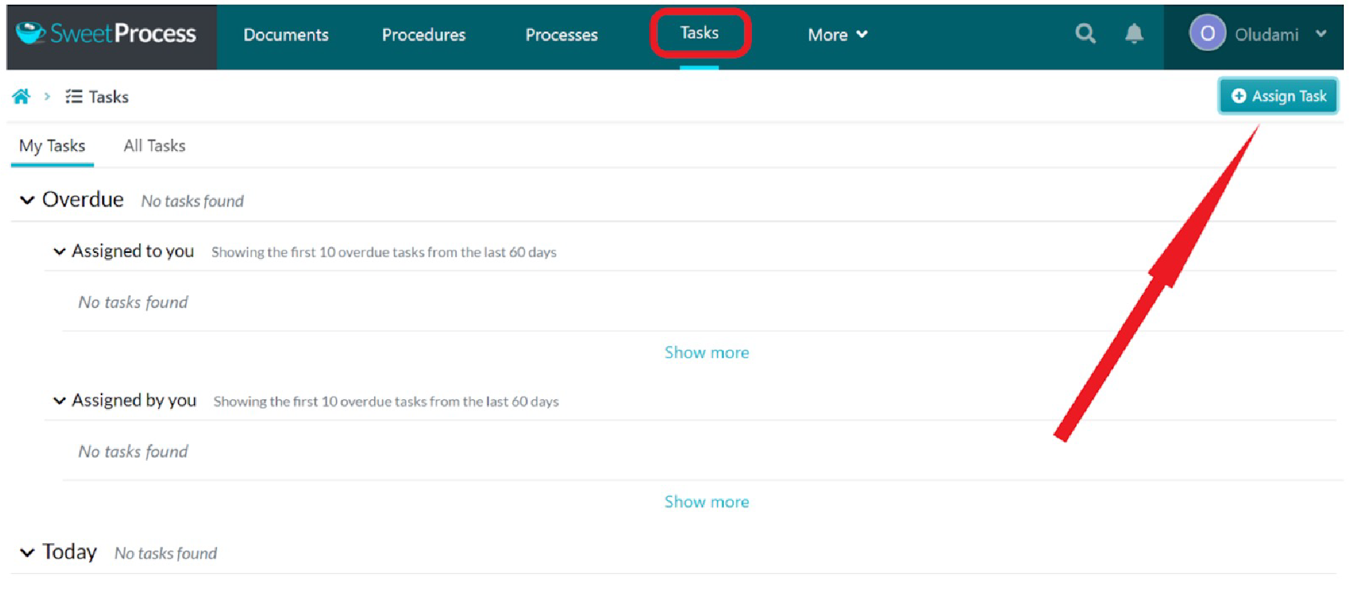 Hit the “Assign Task” button in the upper right.