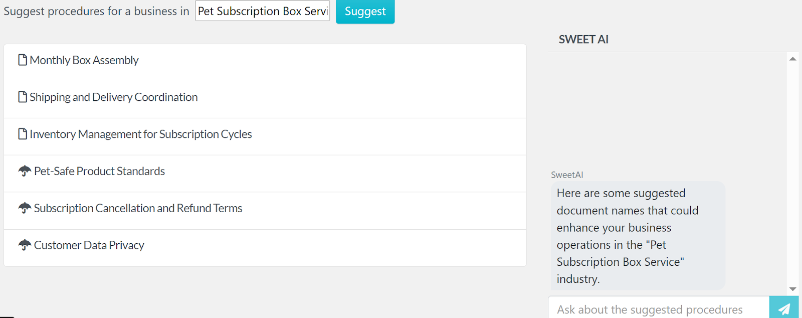 use the SweetAI feature to suggest titles
