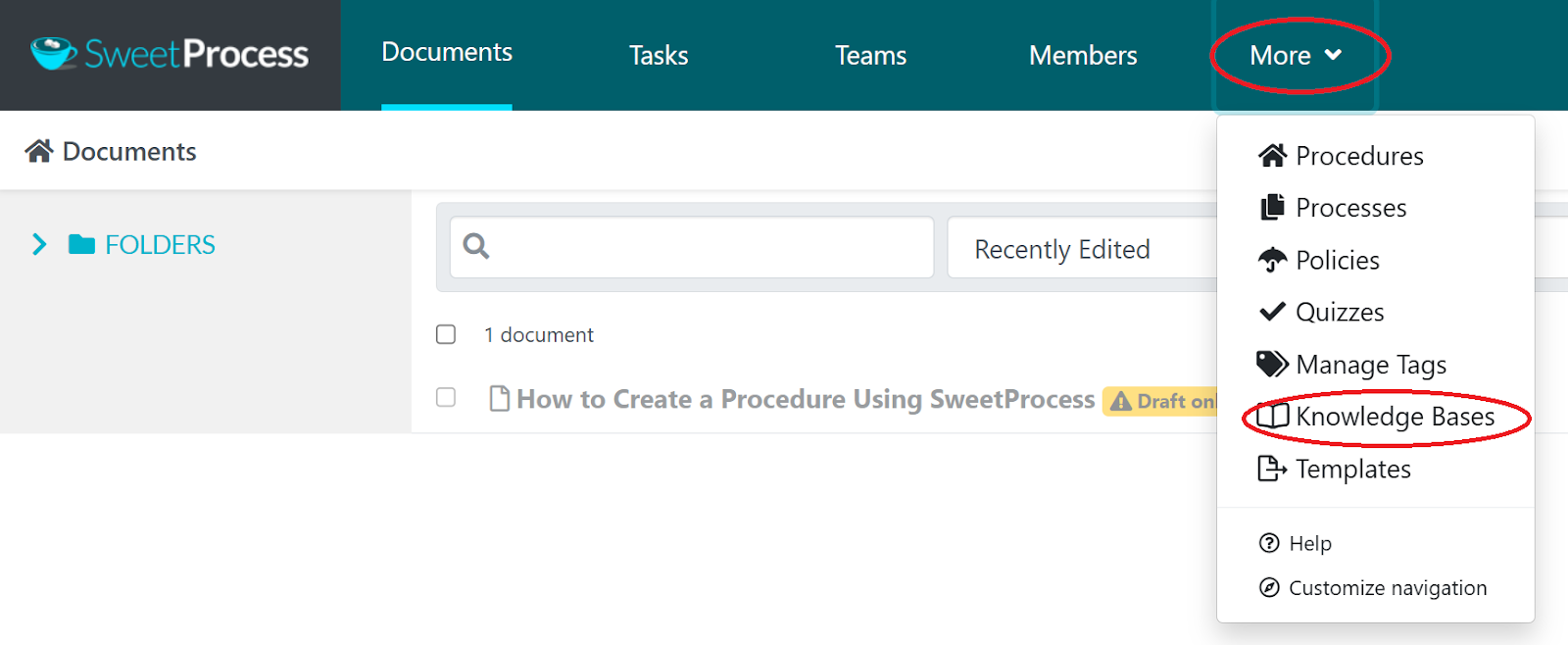 Go to the “Knowledge Base” Tab