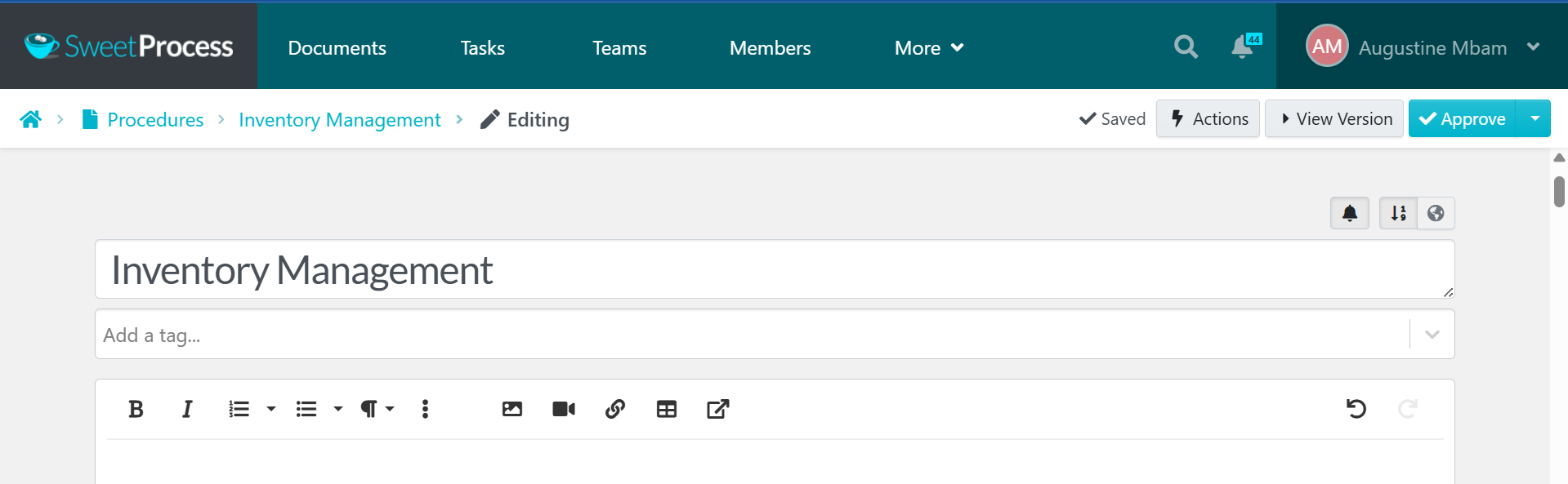 Navigate to the section you want your media item to appear