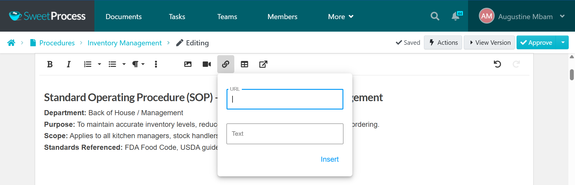 You can paste links by clicking on the link icon
