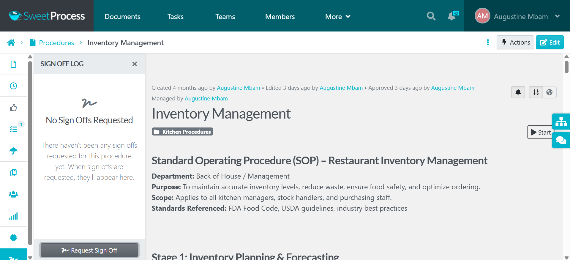 Processes, procedures, and policies require approval