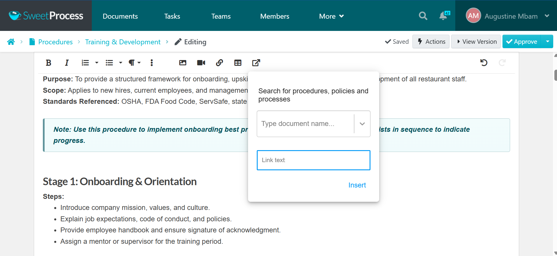 tap the export icon, search for a document, and enter the text you want to display.