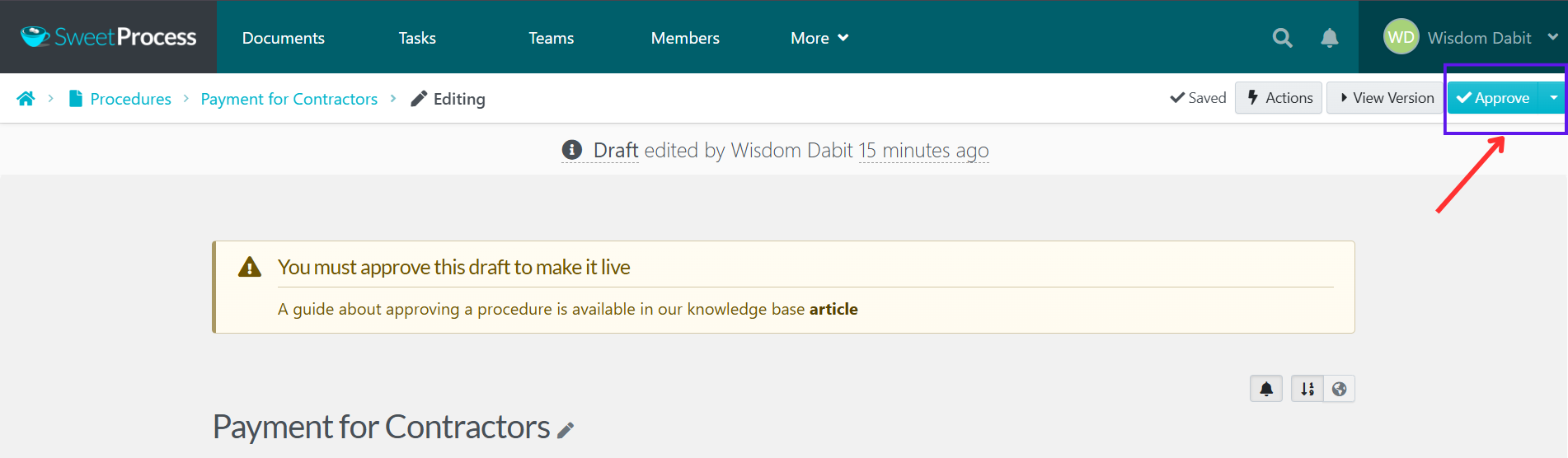 Click “Approve” to go live