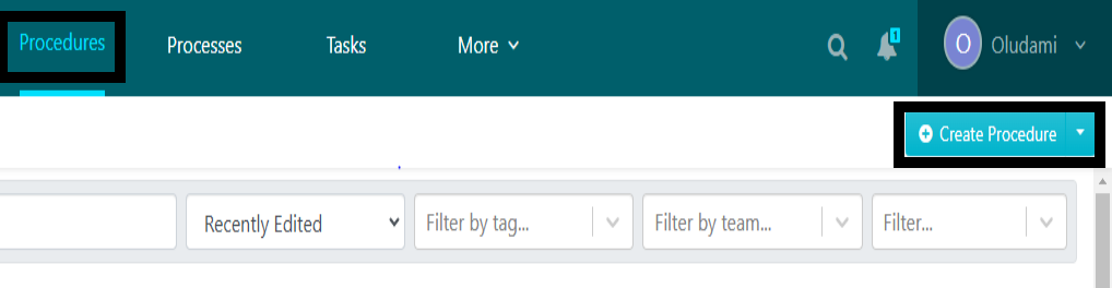 On the procedures page, click “Create Procedure” at the top-right corner.