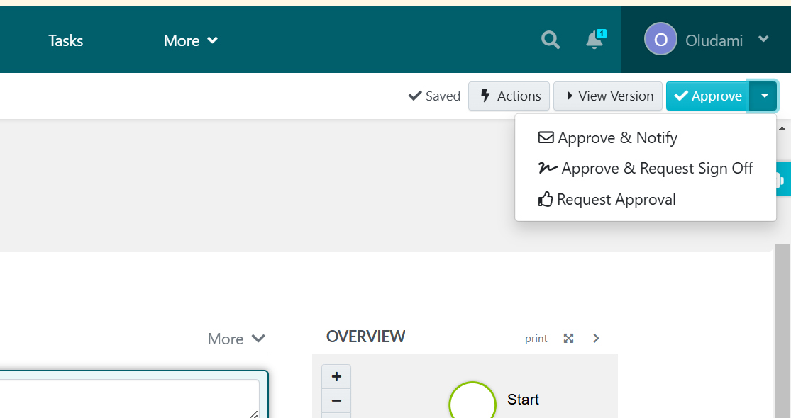 click on the drop-down arrow beside the approve button to request approval