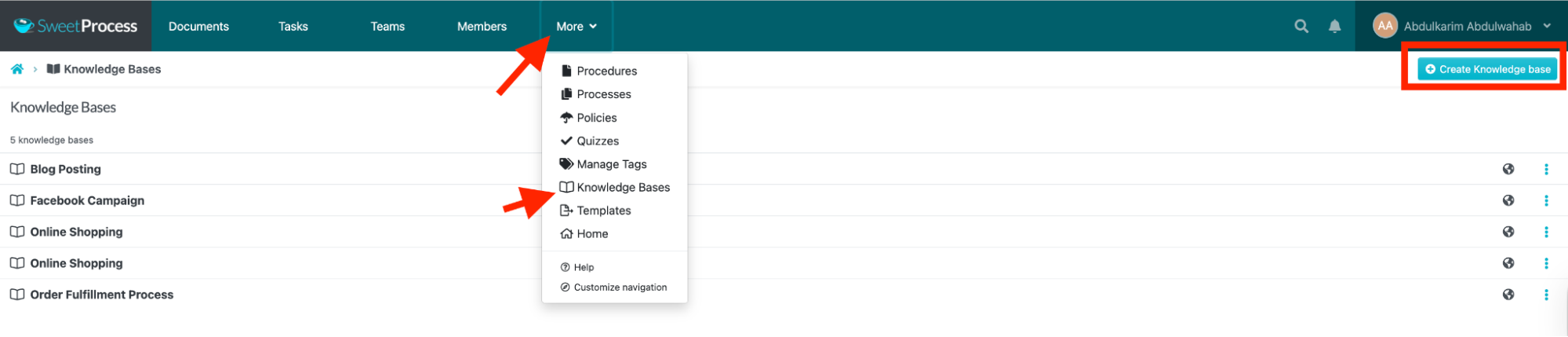 Create a new knowledge base