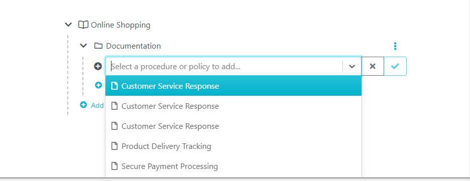 Select a procedure or policy to add