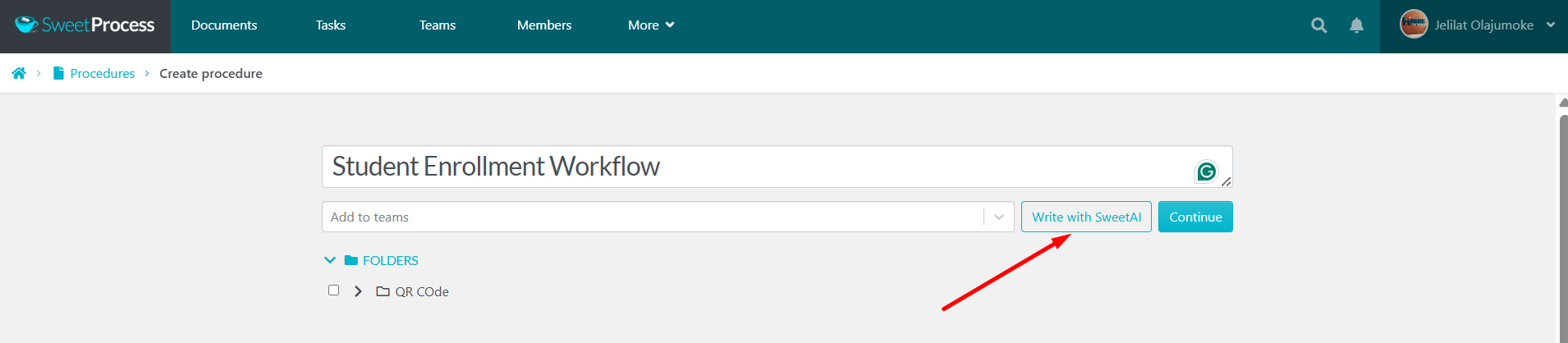 Generate instant documents with our built-in artificial intelligence, SweetAI.