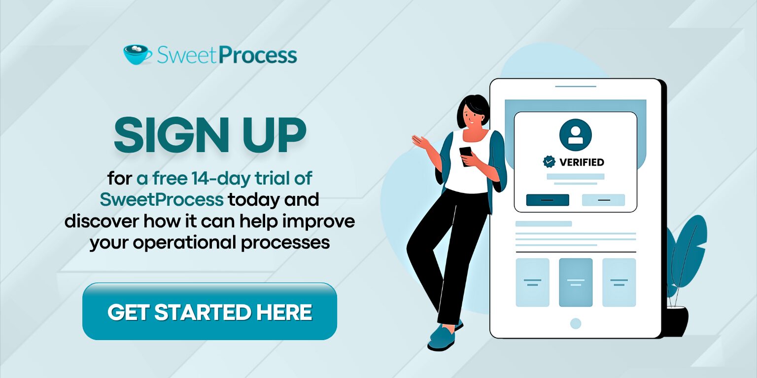 Sign up for a 14 day free trial of SweetProcess