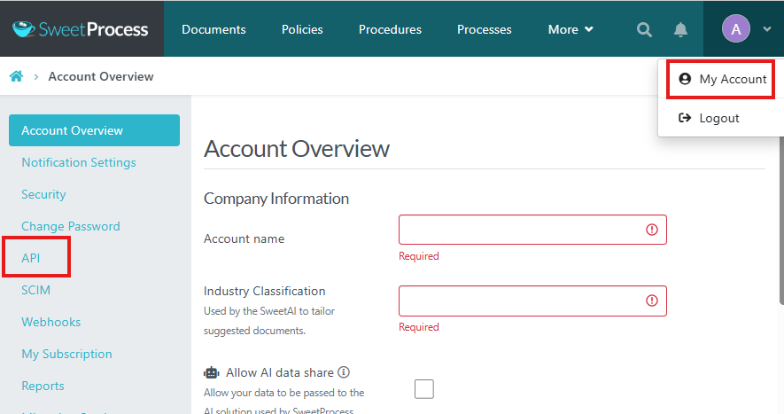 ‘Account Overview’ tab