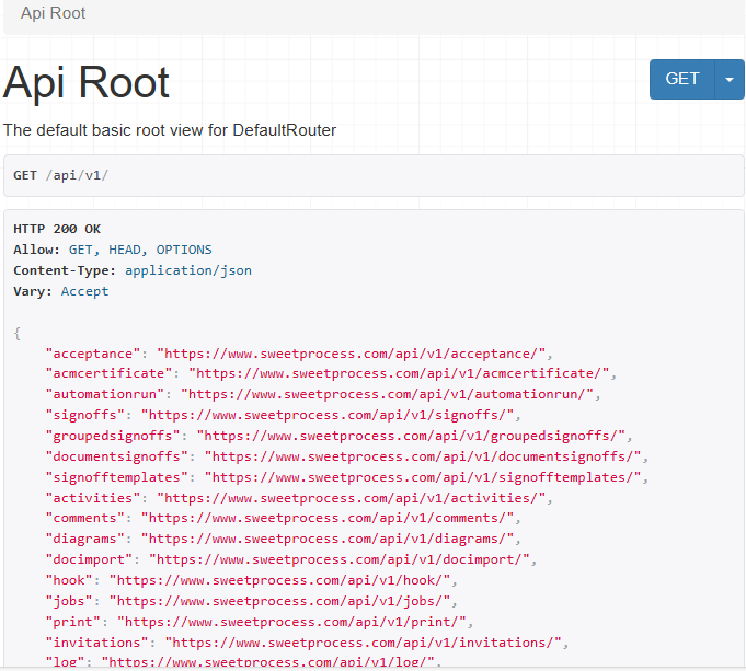 API root page