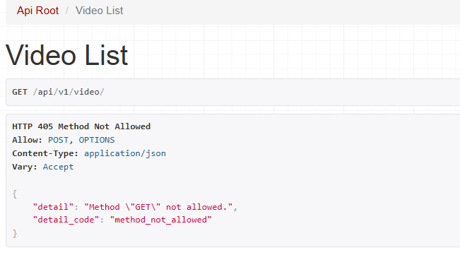 API root video list