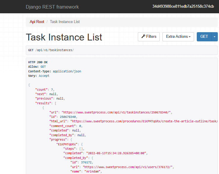 Task instance list