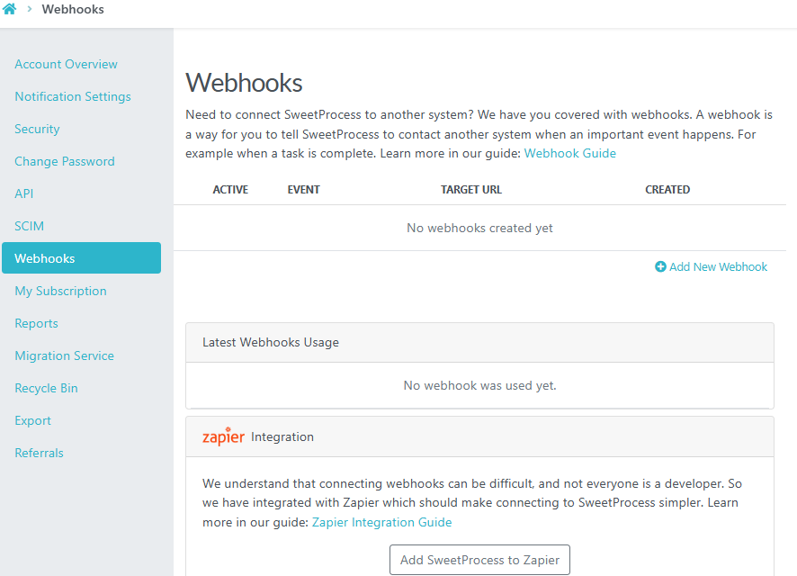 my webhooks