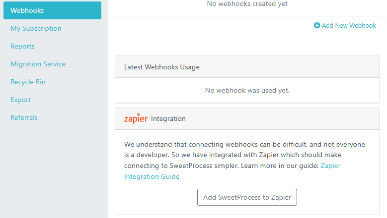 Add SweetProcess to Zapier