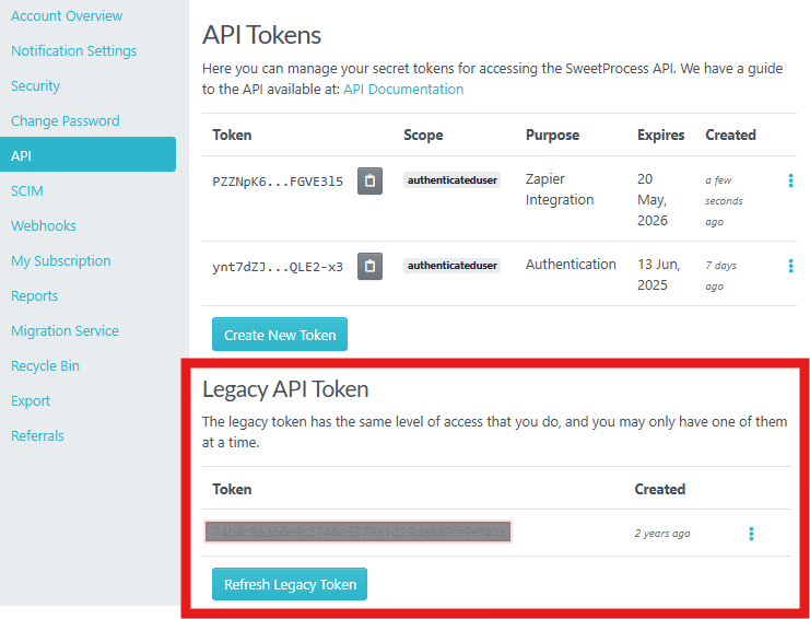 Legacy Token in your account