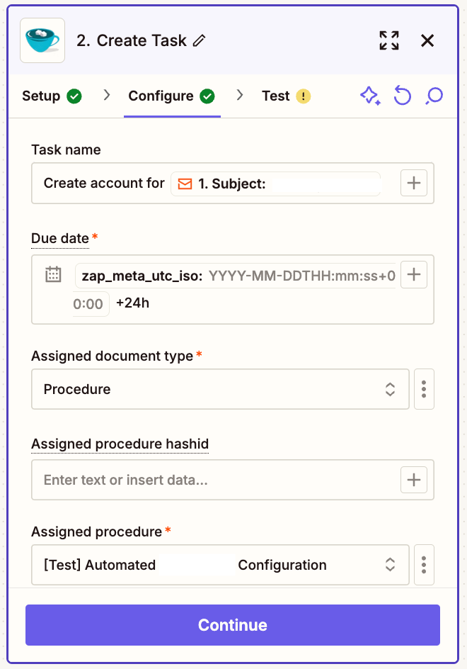 Configuring the email data and creating an appropriate email subject