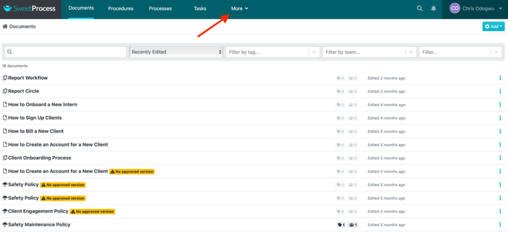 Click “More” and “Knowledge Bases.”
