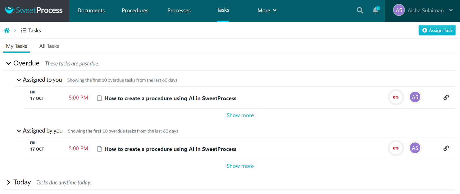 The tasks assigned can also be monitored from a single dashboard, with progress for each task indicated