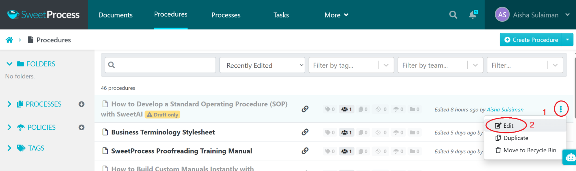 Click the three dots, then click "Edit" from the drop-down menu