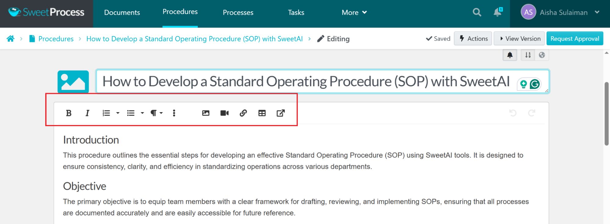 You can edit things like paragraph styling, add multimedia, links, change text color, and so much more