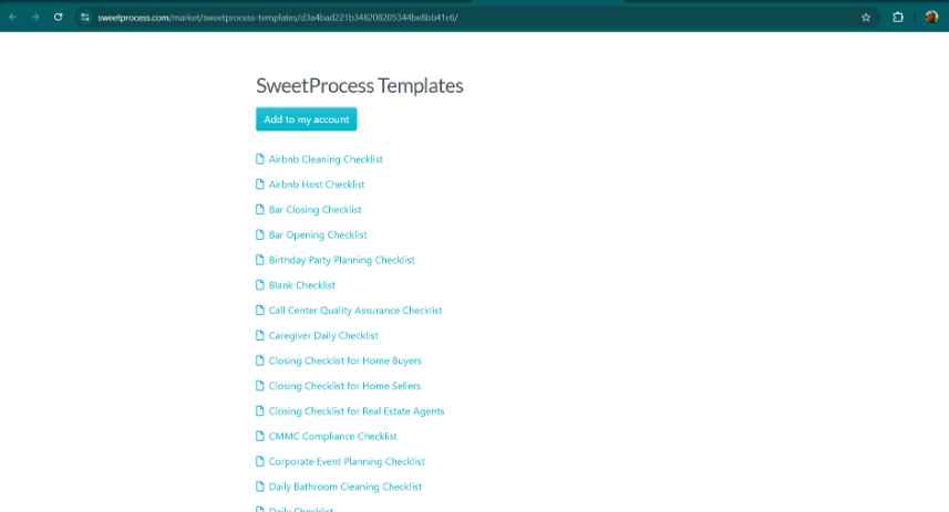 Pre-Built SOP Templates From SweetProcess Marketplace