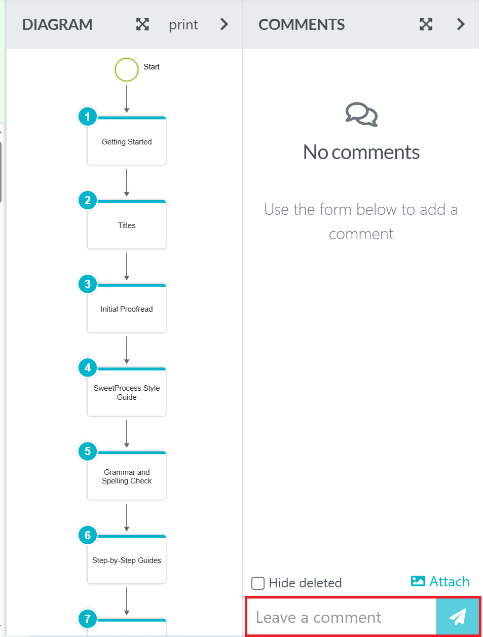 Team members can leave comments and discuss an SOP to ensure clarity and accuracy