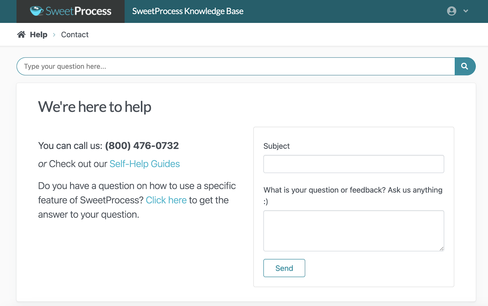 contact the SweetProcess team via email, phone, or our social media accounts.