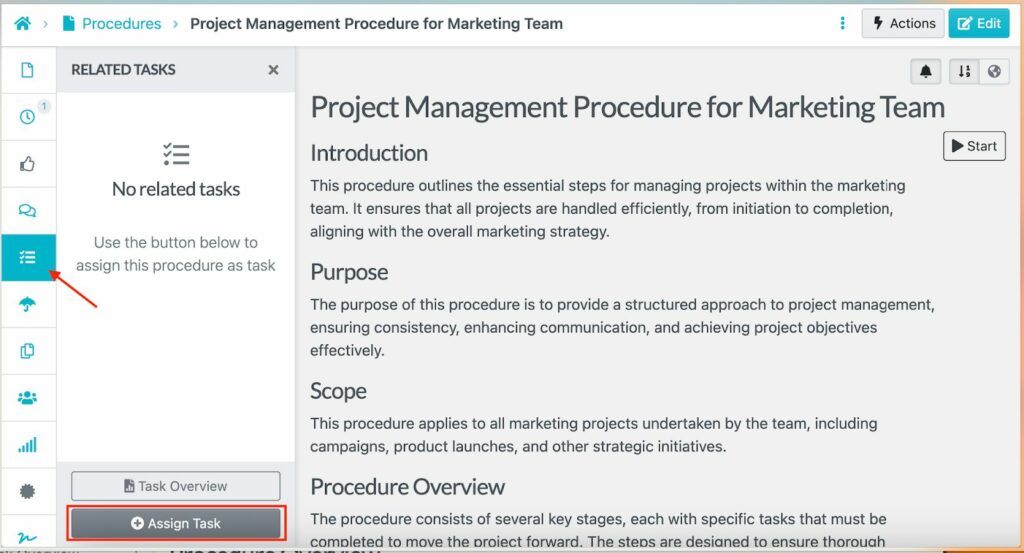 link related SOPs or assign them as tasks to keep everything together