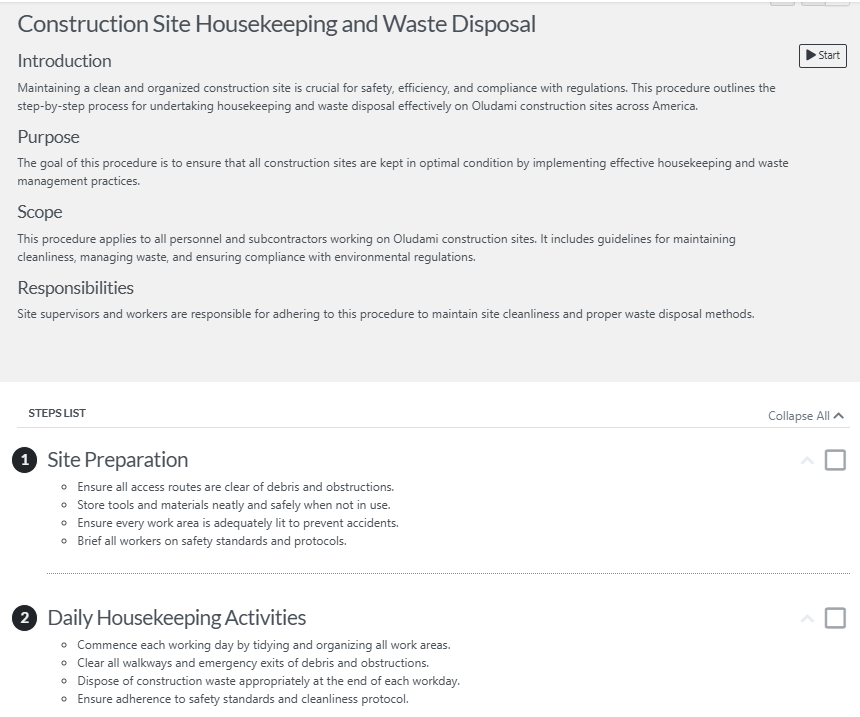 housekeeping and waste disposal SOP